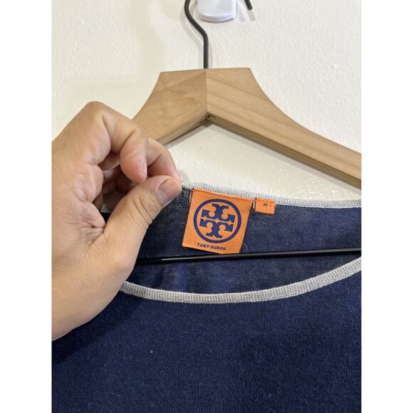 Tory Burch Striped Sweater M Nautical Preppy Beach Minimalist Designer Old Money - Picture 7 of 13